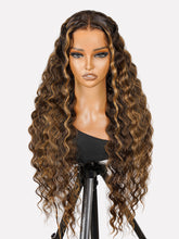 Pre-Styled Honey Blonde Highlight Wig Glueless 13x4 Crimped Wavy Lace Front Wig Ready to Go